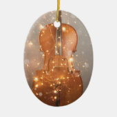 Cello met kerstverlichting, keramisch versieringsm keramisch ornament (Voorkant)