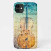 Cello met kleurrijke muziekachtergrond iPhone case (Achterkant)