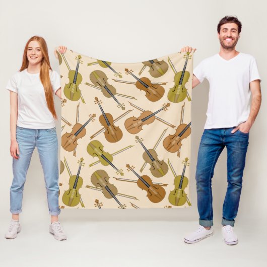 Cello Music Instrument Pattern Fleece Deken (In situ)