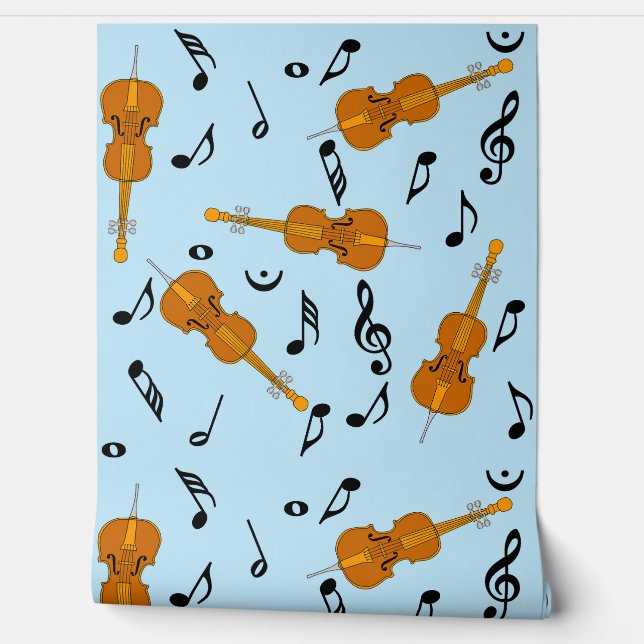 Cello Music Note Pattern Behang (Afrollen)