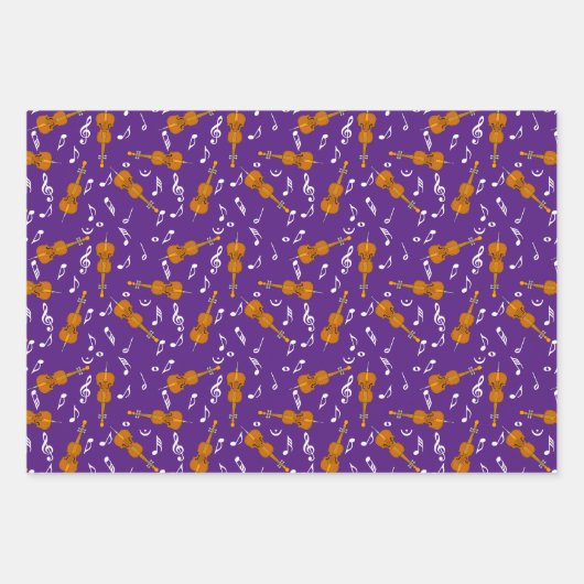 Cello Music Note Pattern Inpakpapier Vel (Voorkant 3)