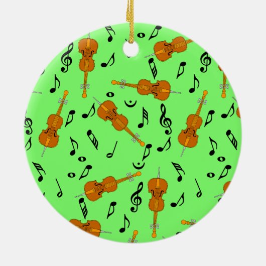 Cello Music Note Pattern Keramisch Ornament (Achterkant)