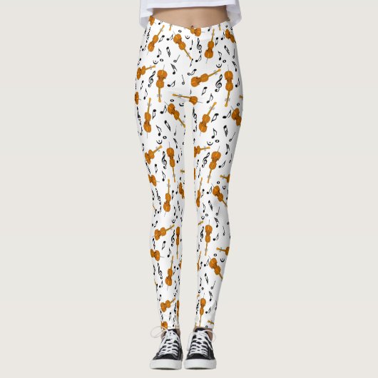 Cello Music Note Pattern Leggings (Voorkant)