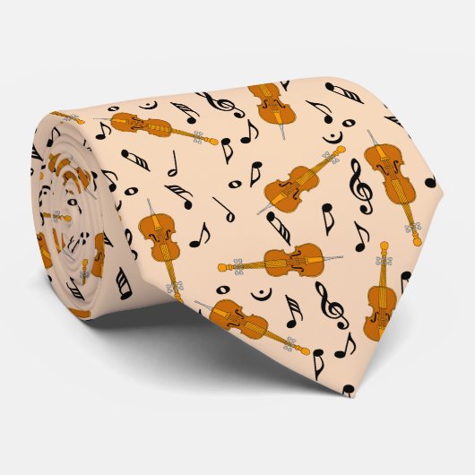 Cello Music Note Pattern Stropdas (Opgerold)