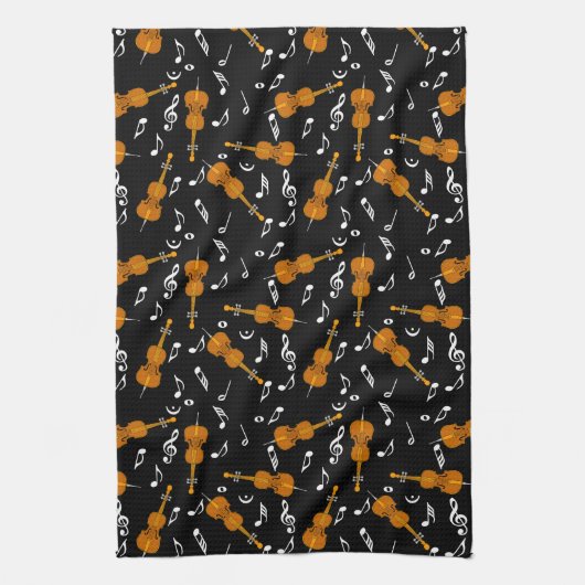 Cello Music Note Pattern Theedoek (Verticaal)