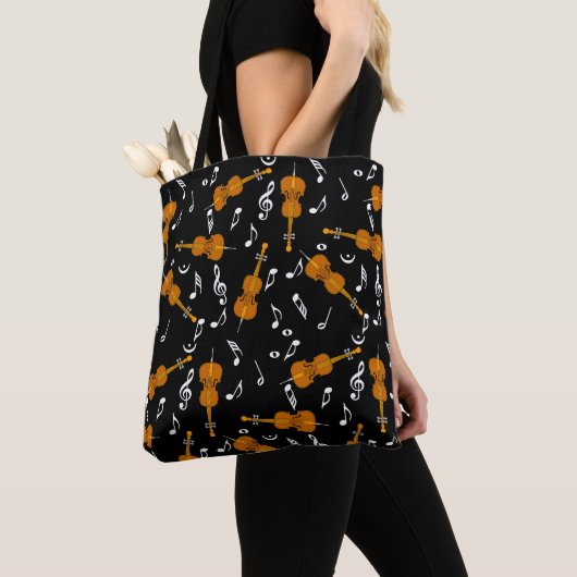 Cello Music Note Pattern Tote Bag (Dichtbij)