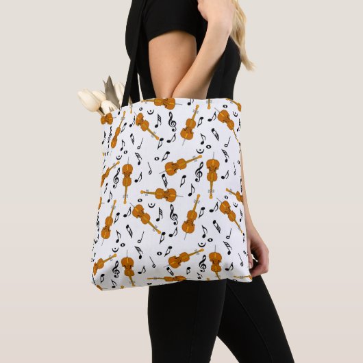 Cello Music Note Pattern Tote Bag (Dichtbij)