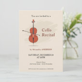 Cello Music Recital Invitation Kaart (Staand voorkant)