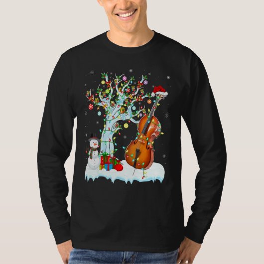 Cello Music Xmas Tree Lighting Santa Hat Cello Chr T-shirt (Voorkant)
