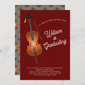 Cello Musician Graduation Party Music Invitation Kaart (Voorkant / Achterkant)