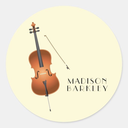 Cello Musician Music Teacher String Orchestra Ronde Sticker (Voorkant)