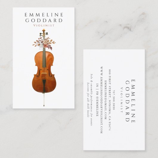 Cello Muziek Muzikant Docent Visitekaartje (Voorkant / Achterkant)