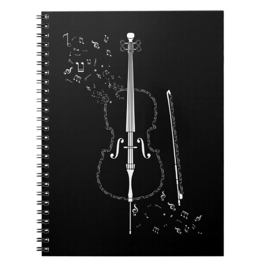Cello Muzieknoten Instrument Musician Cellist Notitieboek (Voorkant)