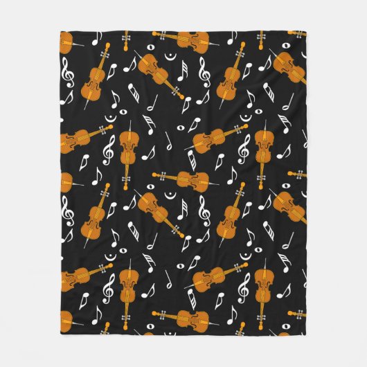 Cello Muzieknoten Patroon Fleece Deken (Voorkant)