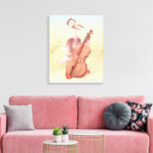Cello Ooievaar: Klassiek Muziekdier in Gele Weide Canvas Afdruk (Insitu (Woonkamer))