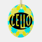 Cello Ovaal Ruw Tekst Keramisch Ornament (Rechts)