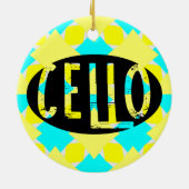 Cello Ovaal Ruw Tekst Keramisch Ornament (Achterkant)