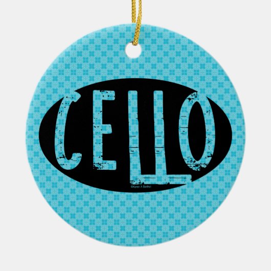Cello Ovaal Ruw Tekst Keramisch Ornament (Voorkant)