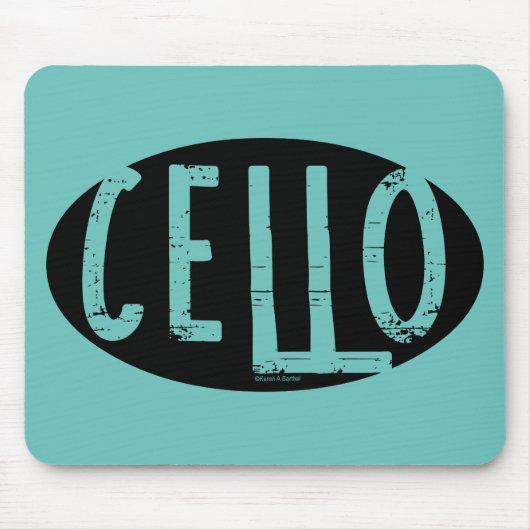 Cello Ovaal Ruw Tekst Muismat (Voorkant)