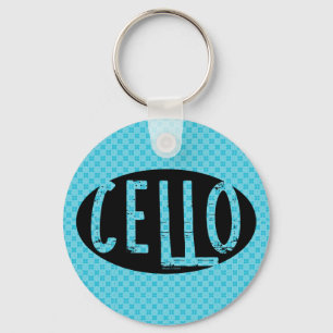 Cello Ovaal Ruw Tekst Sleutelhanger