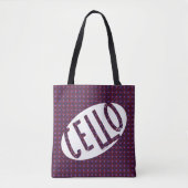 Cello Ovaal Ruw Tekst Tote Bag (Voorkant)