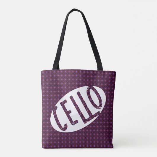 Cello Ovaal Ruw Tekst Tote Bag (Achterkant)