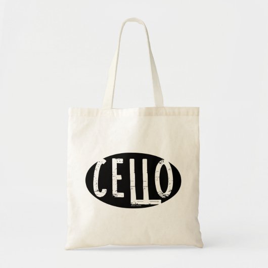 Cello Ovaal Ruw Tekst Tote Bag (Voorkant)