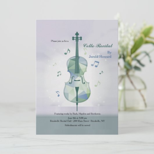 Cello Overweging Gray Uitnodiging (Staand voorkant)