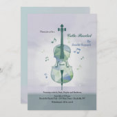 Cello Overweging Gray Uitnodiging (Voorkant / Achterkant)