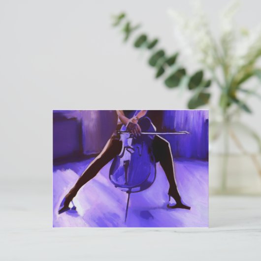 Cello-paars ontwerp briefkaart (Staand voorkant)