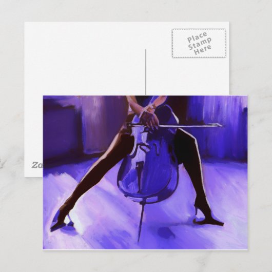 Cello-paars ontwerp briefkaart (Voorkant / Achterkant)