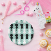 Cello Pattern - Blauwgroen, zwart en wit Papieren Bordje (Feest)