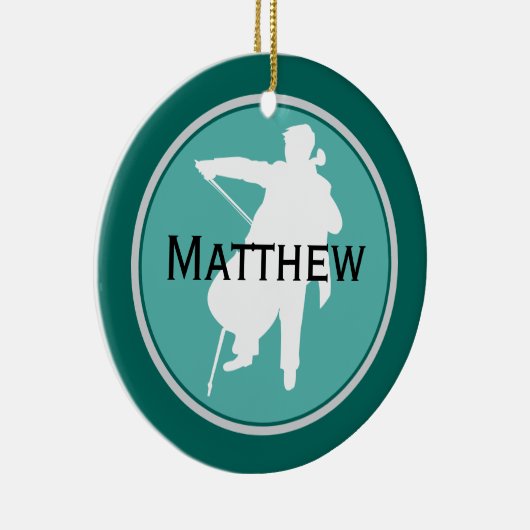 Cello Persoonlijke kerstversiering voor muziek Keramisch Ornament (Rechts)