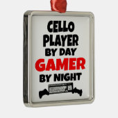 Cello Player by Day Gamer bij nacht Metalen Ornament (Rechts)