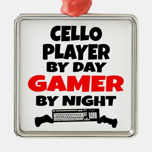 Cello Player by Day Gamer bij nacht Metalen Ornament (Voorkant)