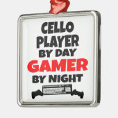 Cello Player by Day Gamer bij nacht Metalen Ornament (Links)