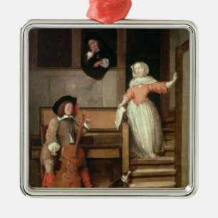 Cello Player, c.1700 (olie op canvas) Metalen Ornament