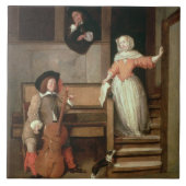 Cello Player, c.1700 (olie op canvas) Tegeltje (Voorkant)
