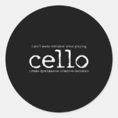 Cello Player Cellist Funny Gift  Ronde Sticker (Voorkant)