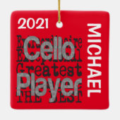 Cello Player Extraordinaire CUSTOM Keramisch Ornament (Achterkant)