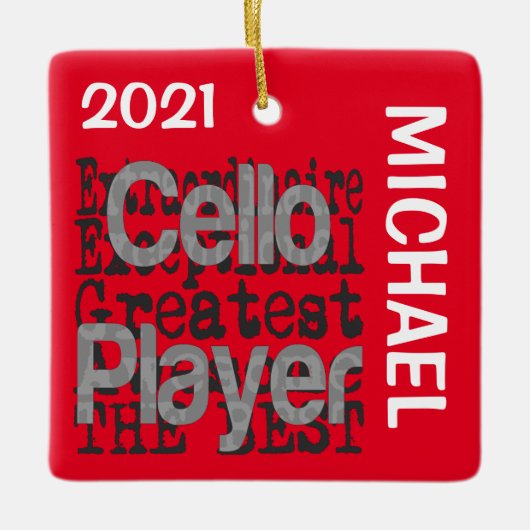 Cello Player Extraordinaire CUSTOM Keramisch Ornament (Voorkant)