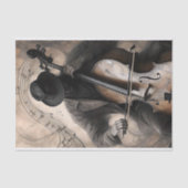 Cello Player in Shadow w/ Musical Notes Decoupage Tissuepapier (Voorkant)