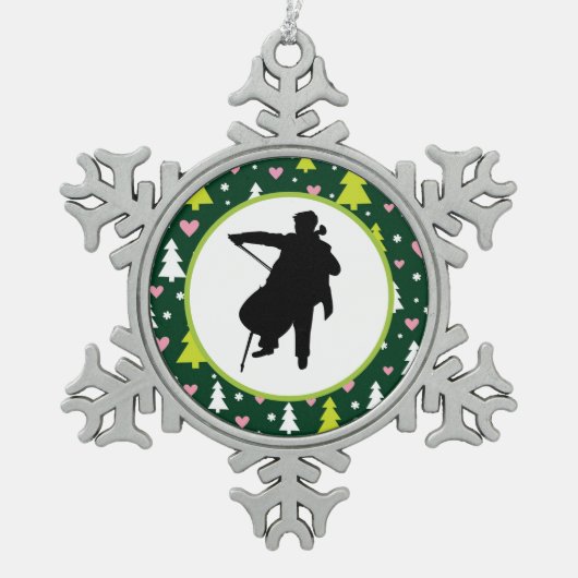 Cello Player Orchestra Music Tin Sneeuwvlok Ornament (Voorkant)