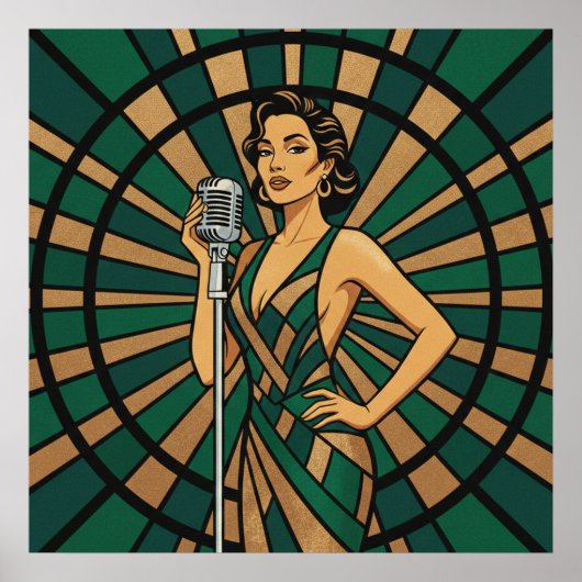 Cello Player Poster Elegant Stained Glass Music  (Voorkant)