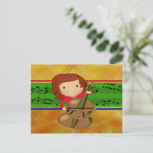 Cello Practice Briefkaart (Staand voorkant)