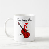 Cello Red Hearts Cellist Musician Custom Koffiemok (Links)