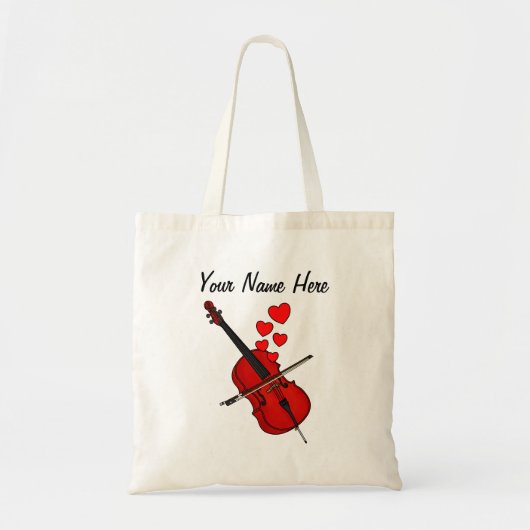 Cello Red Hearts Cellist Musician Custom Tote Bag (Voorkant)