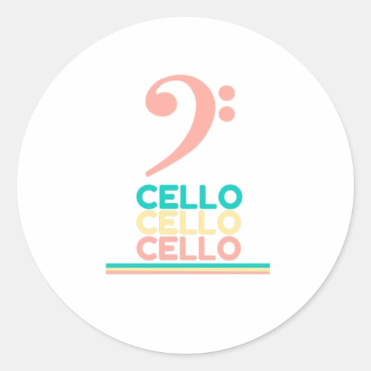Cello Roze Bass Clef Ronde Sticker (Voorkant)