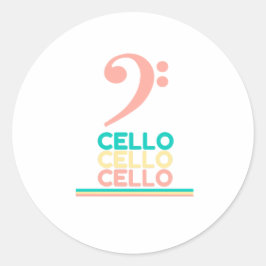 Cello Roze Bass Clef Ronde Sticker