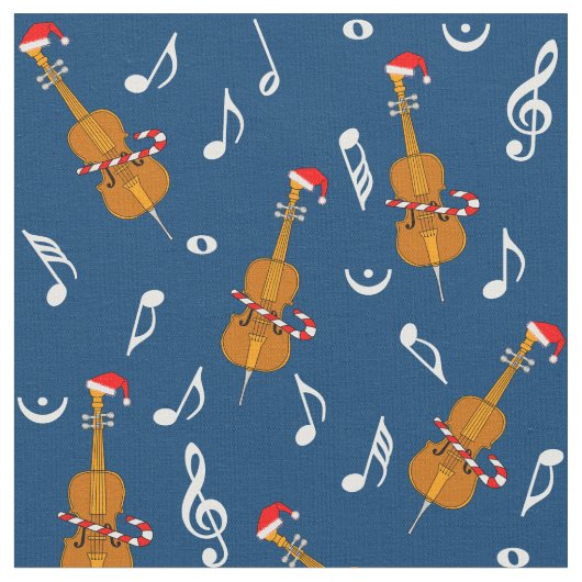 Cello Santa Hat Muzieknoten Stof (Close Up)